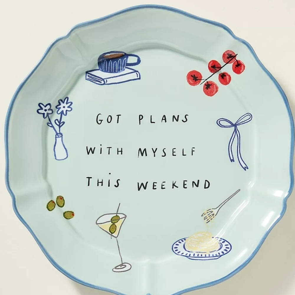 NWT Hollie Startup Got Plans with Myself Stoneware Dessert Plate